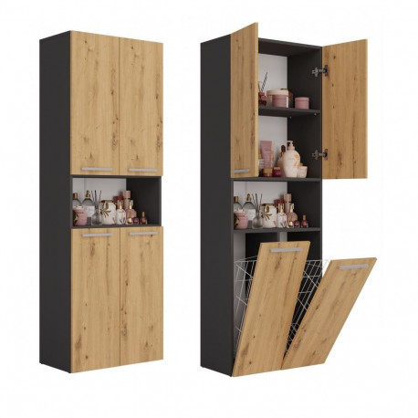 Topeshop vannitoakapp NEL 2K DK ANT/ART KP, grafiit, tamm