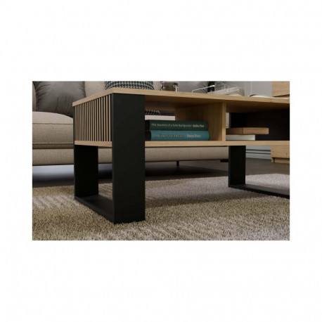 MODERN 2P SLIM ARTISAN COFFEE TABLE WITH BLACK LEGS