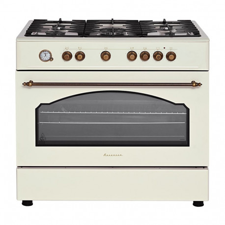 Ravanson Retro KWGE–90ARC gas and electric cooker (cream)