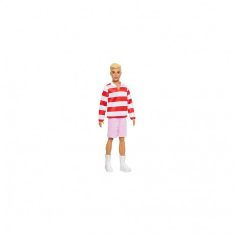 Barbie Fashionistas Ken Doll #241 in Red Striped Top and Pink Shorts with White Sneakers, Blonde