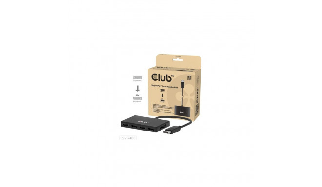 CLUB3D Quad DisplayPort™ Hub – 4 x 4K Resolution @ 30Hz, MST Support