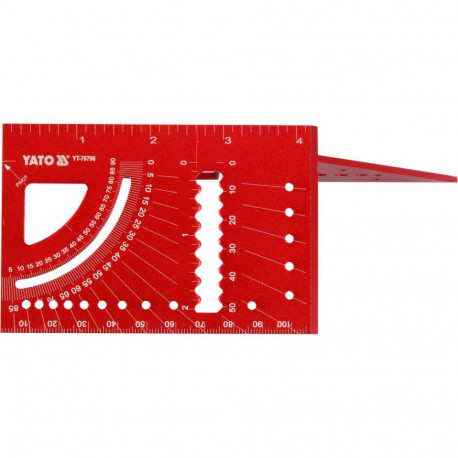 Yato YT-70796 3D aluminium mitre square, 100mm, 150mm, 45°, 90°, mm scale, protractor x2, Ø3-10 diam