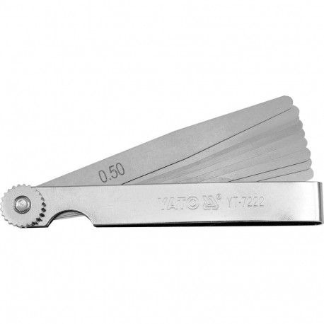 Yato Feeler Gauge YT-7222, 100mm, 10 pcs, 0.05-0.5mm, spring steel, for valve clearance measurement