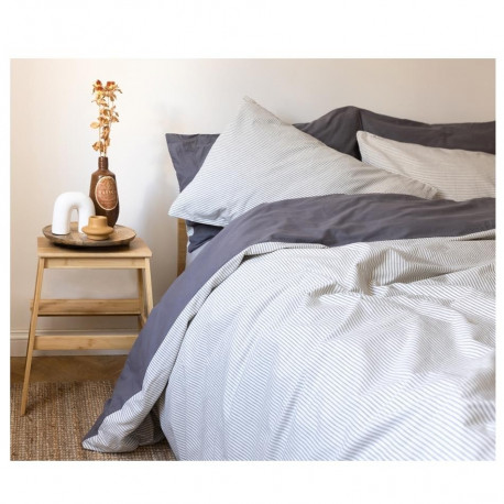 Bradley tekikott, 200 x 210 cm, 2 padjapüüriga, triibuline/tumehall