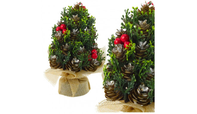 Choinka Sztuczna Dekoracyjna Szyszki Czerwona Jarzębina Ozdoby 17x10cm