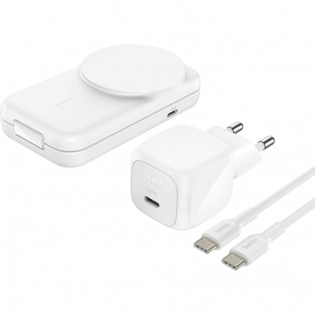 Belkin UltraCharge 25W Qi2 magnetiline 2-in-1 laadimisklapp valge WIZ038kqWH