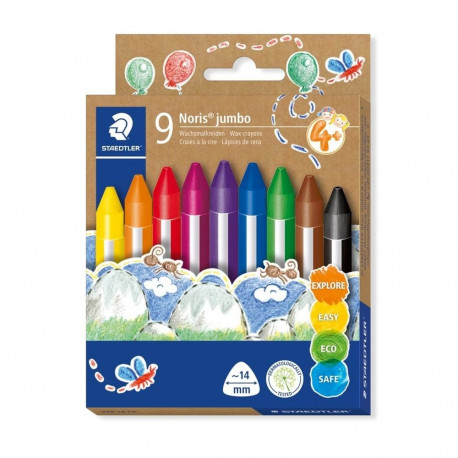 Rasvakriit STAEDTLER Noris Jumbo kolmetahuline 9 värvi