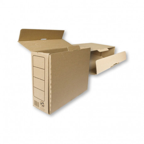 Archival box with print, brown corrugated, 325x245x120mm