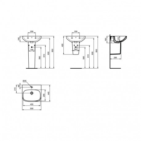 BASIN HUNG ILIFE T470701 50CM WHITE