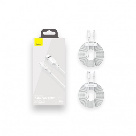 CABLE 2PCE USB-USB-C 40W 5 A 1.5 M WHITE