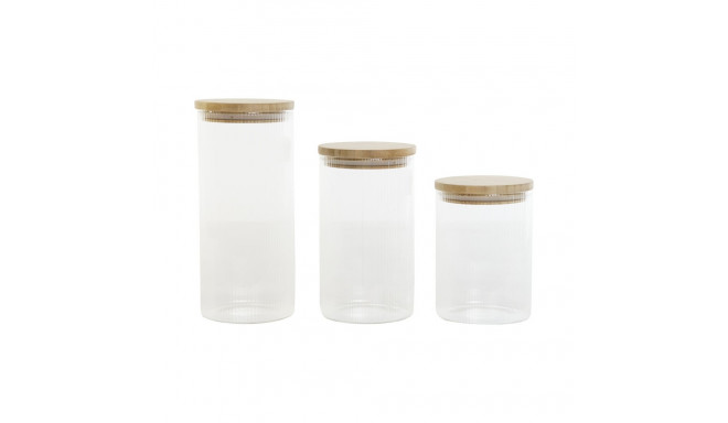 3 Tubs Home ESPRIT Transparent Silicone Bamboo Borosilicate Glass 10 x 10 x 22,3 cm