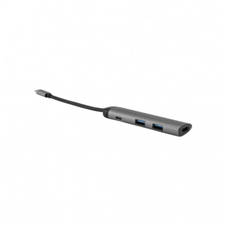 USB 3.2 Gen 1 multiport-hub USB-C pistik 2x USB-A, USB-C ja HDMI-pesa PD, laadimine kuni 100W, hõbe/