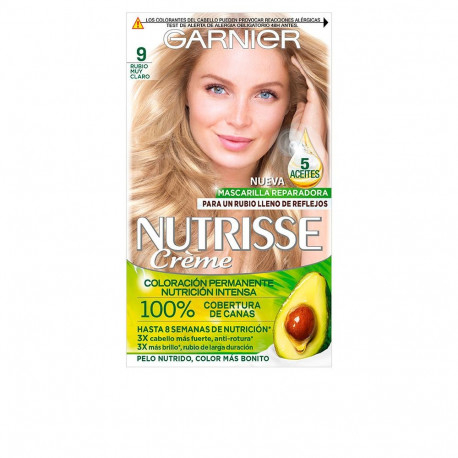 GARNIER NUTRISSE CREME coloración permanente 100% cobertura #9-rubio muy claro 3 u