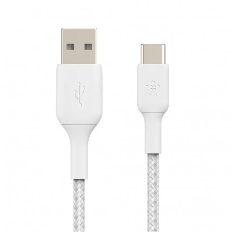 Belkin BOOST CHARGE USB-A to USB-C Cable, Braided, 2M White