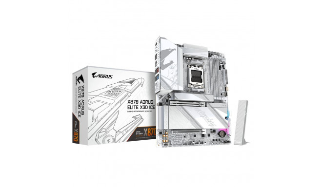 Gigabyte X870 AORUS ELITE X3D ICE emaplaat AMD protsessoriperele AM5 pesaga DDR5 SATA, M.2 liidesteg