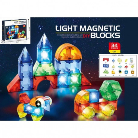 Glowing magnetic blocks 32 pieces