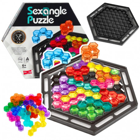 Loogikamõistatus Sexangle Puzzle Tetris, 16 klotsi, 112 ülesannet