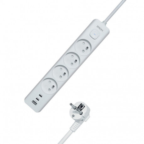 Morre pikendusjuhe 7in1 4 pesa, 2xUSB-C 15W, USB-A 12W 1,5m M-406