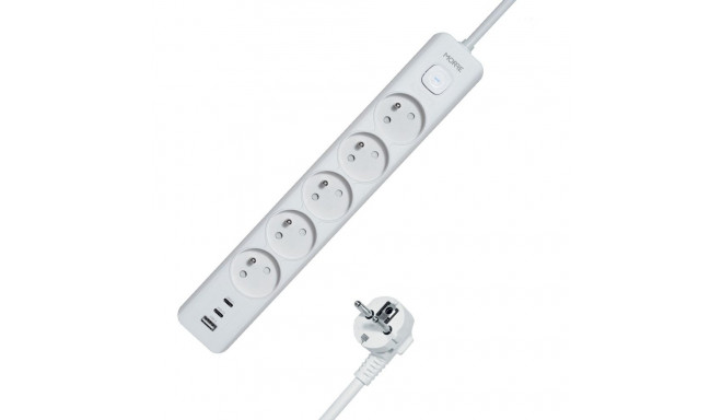 Morre pikendusjuhe 8in1 5 pesa, 2xUSB-C 15W, USB-A 12W 1,5m M-407