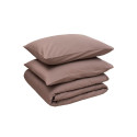 BED COV SET SOLID BROWN SATEEN 200X220
