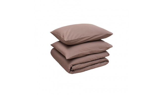 BED COV SET SOLID BROWN SATEEN 140X200