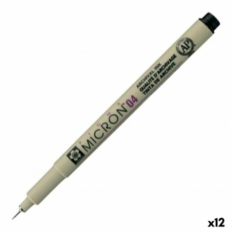 Felt-tip pens Talens Sakura PIGMA MICRON 04 Black (12 Units)