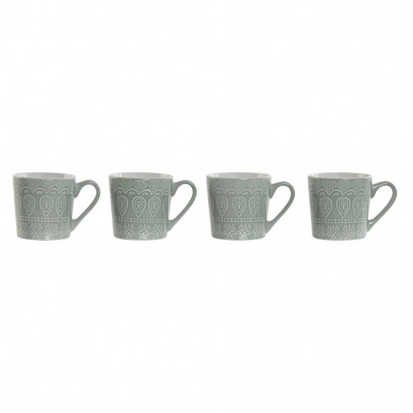 4 Piece Mug Set Home ESPRIT Green Stoneware 360 ml 9,5 x 13 x 9,2 cm Mandala