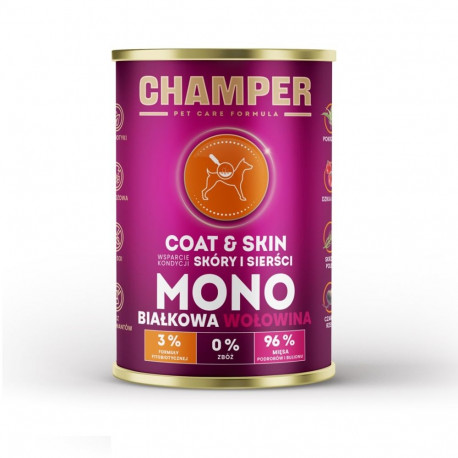 CHAMPER Coat & Skin Monoprotein Beef - wet dog food - 400g