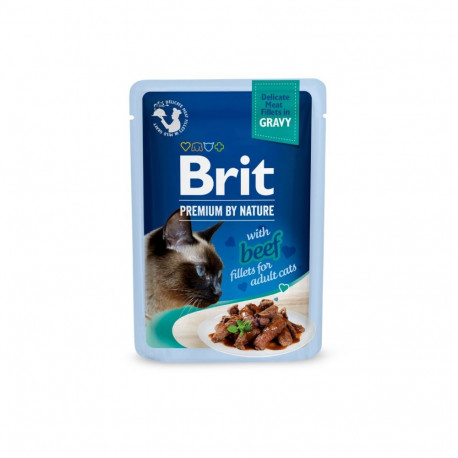 Brit Premium Cat Delicate Beef Fillets in Gravy wet cat food 85g