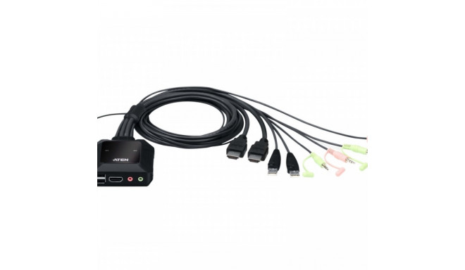 2-Port USB 4K HDMI Cable KVM Switch with Remote Port Selector