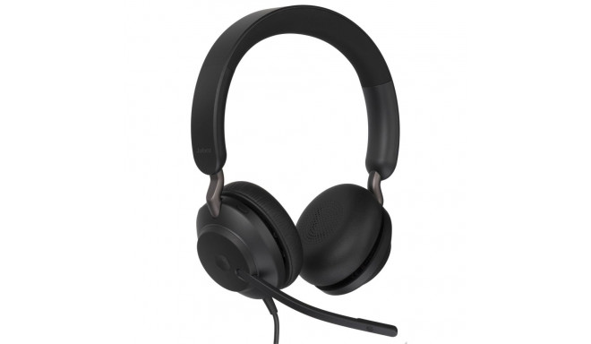 JABRA Evolve2 40 SE MS stereo on-ear juhtmega USB-A mürasummutav peakomplekt sertifitseeritud Micros