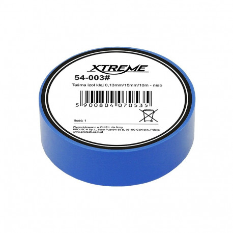 54-003# Taśma izolacyjna klejąca 0,13mm/15mm/10m - niebieska (10 tk.)