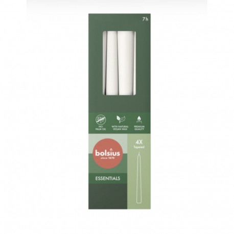 Bolsius Table candles 245/24mm White 4pcs