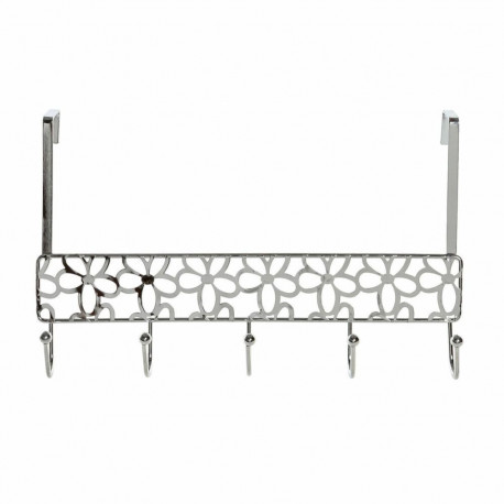 Riidepuu Uksele DKD Home Decor Hõbedane Metall Plastmass Kwiaty 32 x 10 x 19 cm