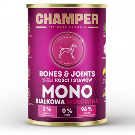 CHAMPER Bones & Joints monoproteiin veiseliha märg koeratoit 400g