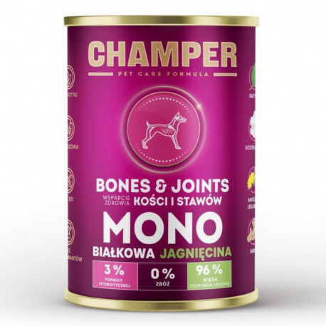 CHAMPER Bones & Joints monoproteiin lambaliha märg koeratoit 400g