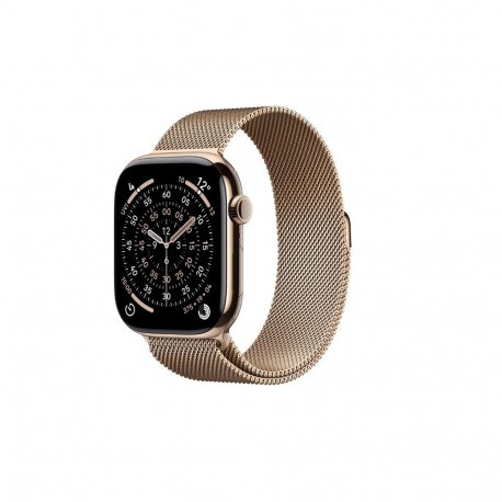 Watch Series 11 GPS + Cellular 46mm Gold Titanium Case with Gold Milanese Loop S/M