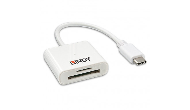 Memory Card Reader - LINDY USB 3.2 Type C SD Card Reader, 5Gbps, White