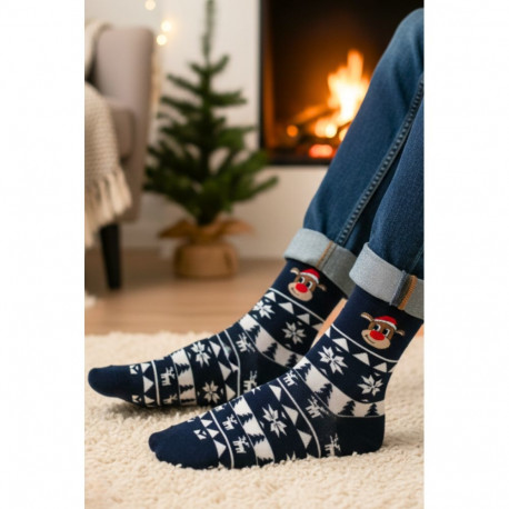 SOKISAHTEL GERMO tumesinised jõulumustriga puuvillased sokid 446
