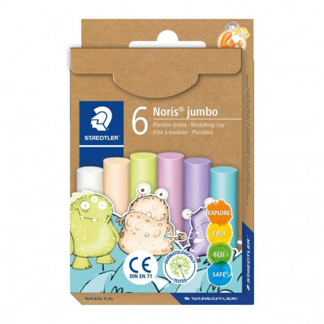 Plastiliin STAEDTLER 842 Jumbo Pastell 6 värvi