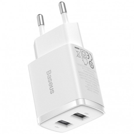CHARGER BASEUS USB-AX2 10.5W valge