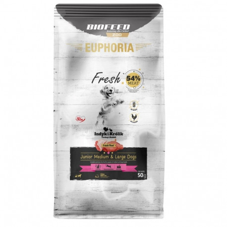 EUPHORIA Fresh Junior kalkuniga küülik M/L kuiv koeratoit 50g