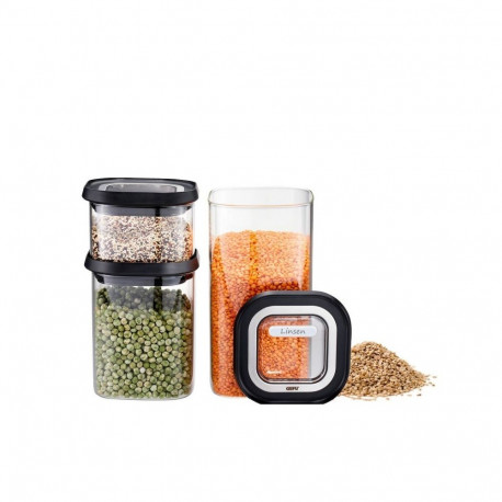 GEFU 12807 ristkülikukujuline komplekt 1.4 l must, läbipaistev 3 tk