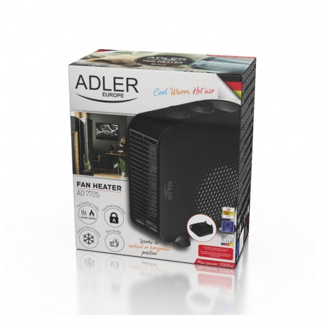 Electric Space Heater - ADLER AD 7725B 2000W Overheat Protection Black