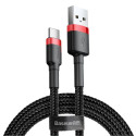 Baseus Baseus Cafule Cable Durable Nylon Cable USB / USB-C QC3.0 2A 2M Black-Red (CATKLF-C91)