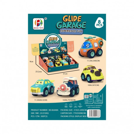GLIDE GARAGE CAR 4 ASST 8PCS/BOX