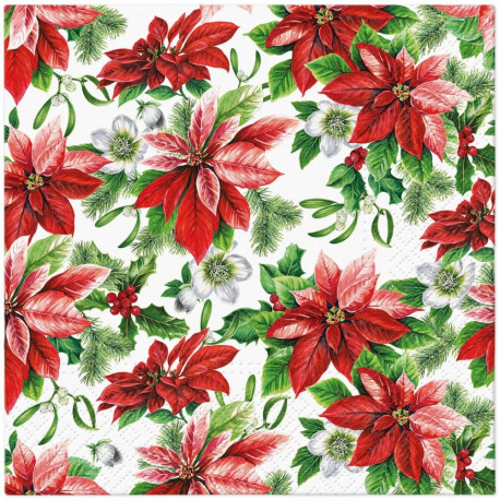 pabersalvrätikud GLO poinsettia 33x33cm 20 tk