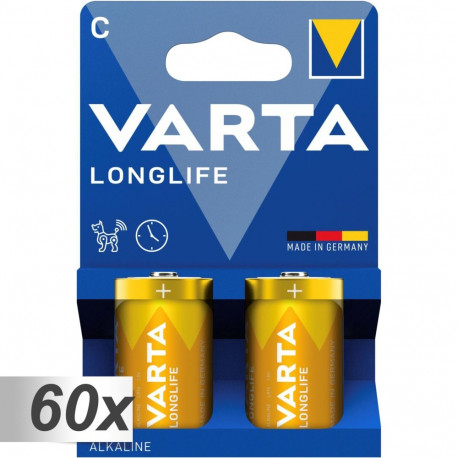 60x2 Varta Longlife Baby C LR 14 patareid