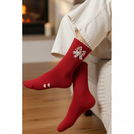 SOKISAHTEL LUANA punased puuvillased sokid 444