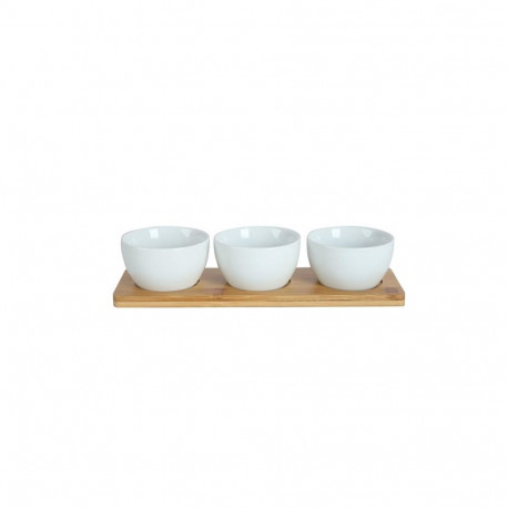 ümmargune portselan kauss bambusest alus 28x9cm